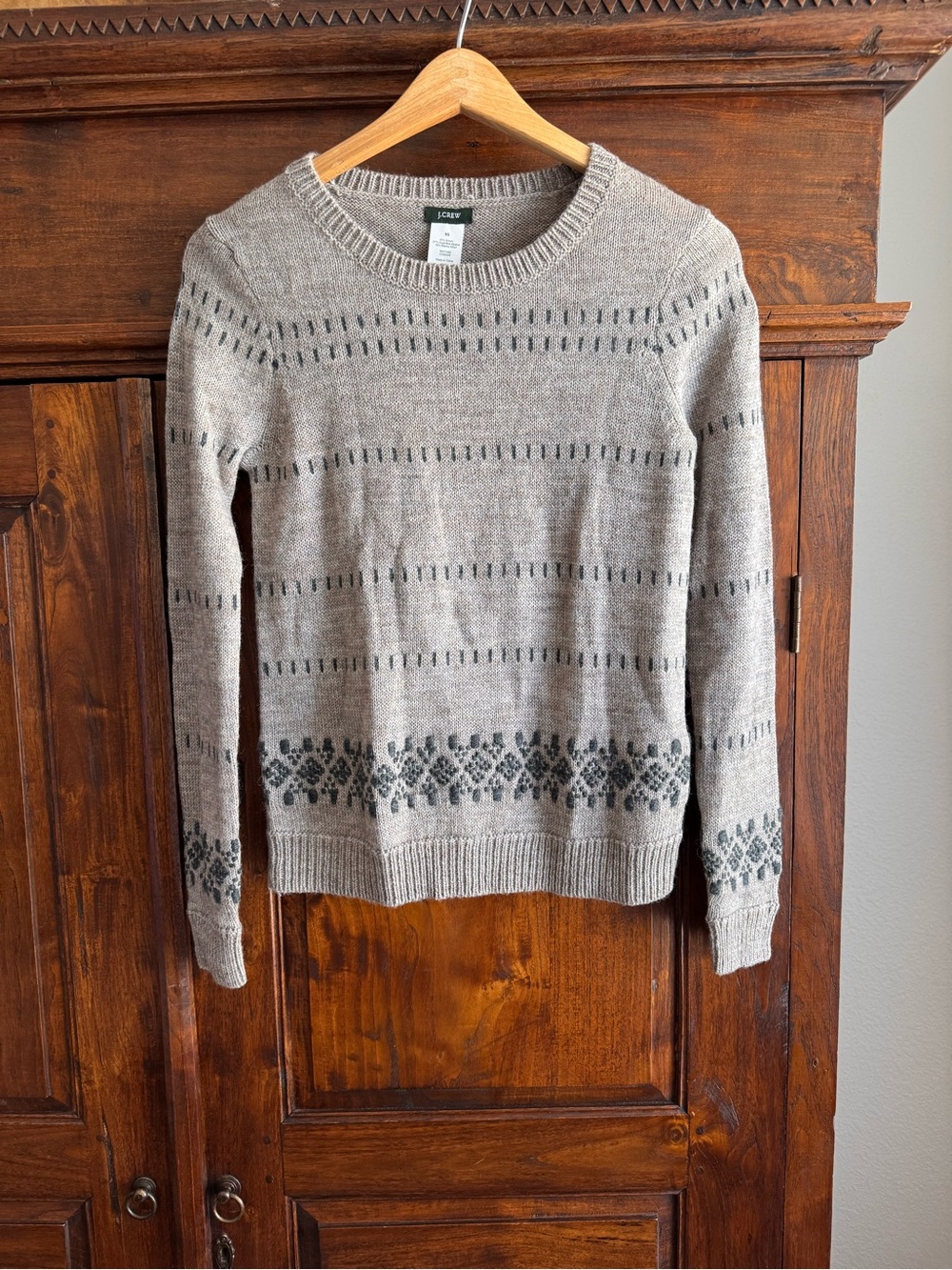 J. Crew Alpaca Merino Wool Embroidery Fair Isle Crewneck Sweater XS